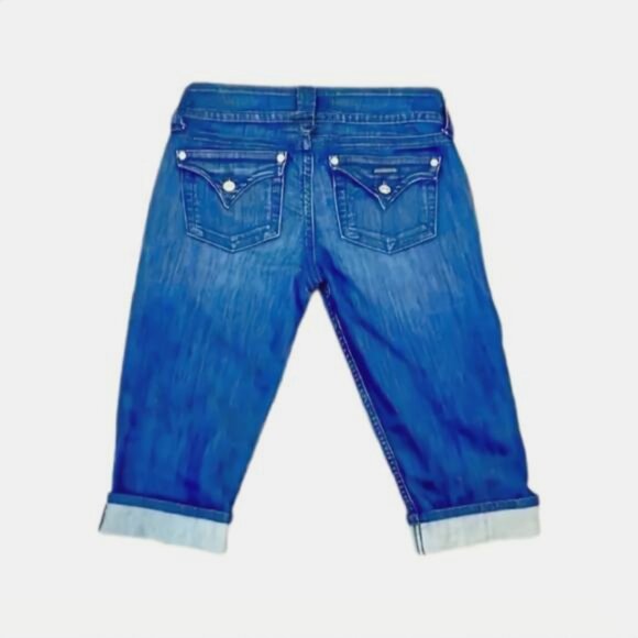 Hudson Malibu Cuffed Capri Knee Length Medium Wash Denim Shorts - Picture 3 of 12